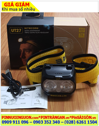 Nitecore UT27, Đèn đội đầu Nitecore UT27, Đèn đeo trán Nitecore UT27 (800 lumens, Dual Output)